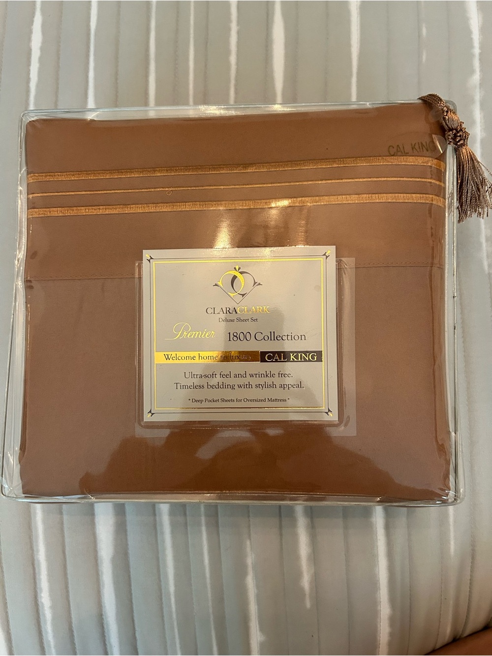 Clara Clark Premier 1800 Collection California King Sheet Set Brown NEW